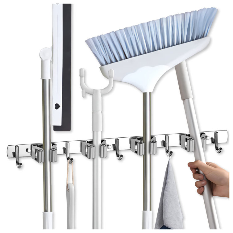 HOU Mop And Broom Holder Wall Mount,17”Stainless Steel Sweep Hanger